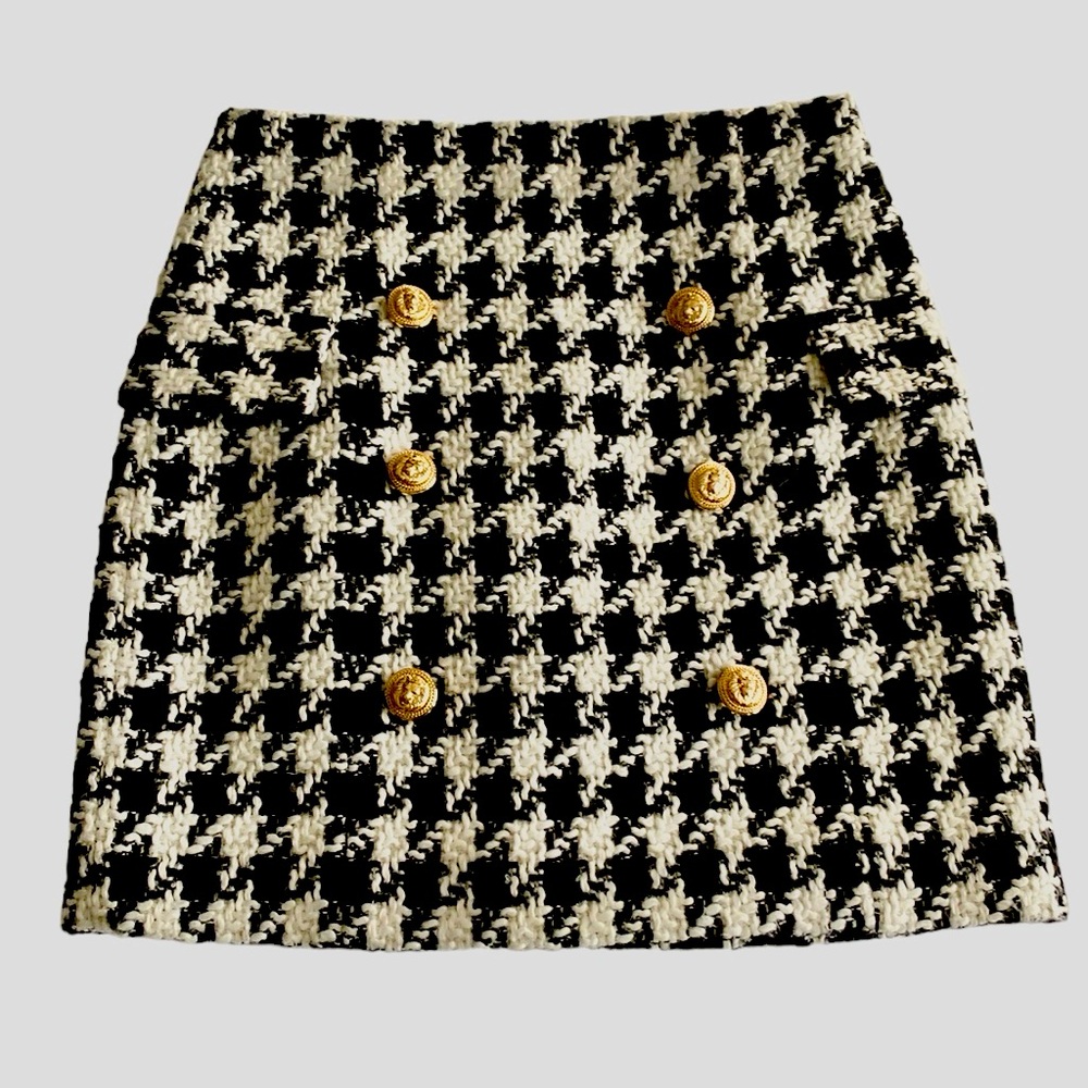 🌸 BLACK & WHITE TWEED SKIRT